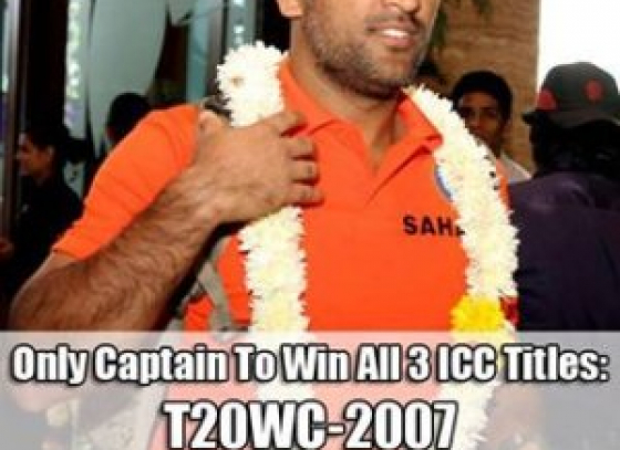 Dhoni registered to be the first captain to win three tournaments of ICC Champions Trophy