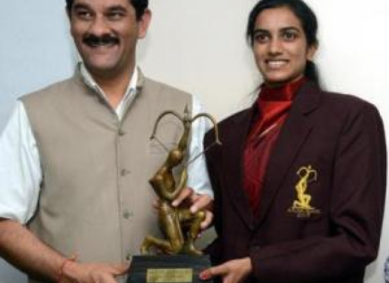 P V Sindhu was conferred with the prestigious Arjuna Award by Sports Minister Jitendra Singh
