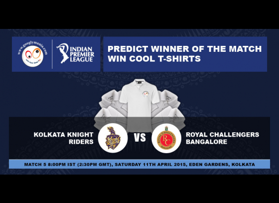 Predict Winner of The IPL 2015 5th match - Kolkata Knight Riders v Royal Challengers Bangalore