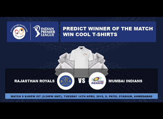 Predict Winner of The IPL 2015 9th match - Rajasthan Royals VS Mumbai Indians