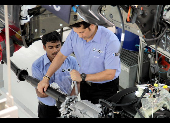 Tendulkar with spanner tightens bolts at BMW plant