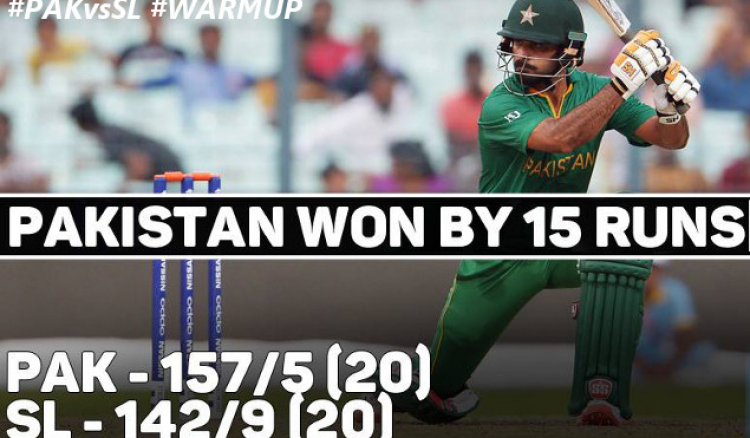 Pakistan humble Lankans by 15 runs in World T20 warm-up clash